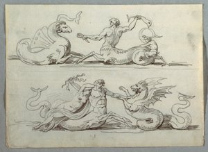 Sea Centaur Battles Sea Monster
