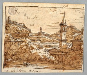 Sketchbook Page, Folio 57: Study after Michele in Bosco, Bologna; Verso, Architectural Details by Felice Giani
