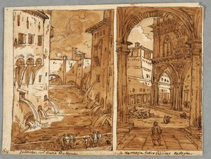 Sketchbook Page, Folio 64: Study after Bolognese Architecture and Sculpture; Verso: Geometric Designs