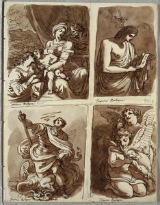 The Holy Family with Saint Catherine; St. John the Baptist, after Guercino; St. George and the Dragon, After Alessandro Tiarini; Two Putti by Felice Giani