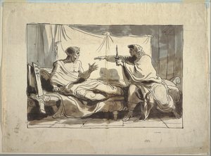 The Son of Marcus Cato Bringing a Dagger to His Father by Felice Giani
