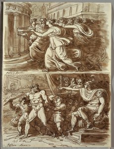 The Vestal Tuccia Carries Water in Sieve; Two Studies after Polidoro da Caravaggio
