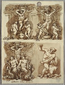 Three Herms, Studies after Carracci by Felice Giani