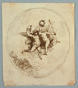 Two Flying Putti with Attributes of Dionysus