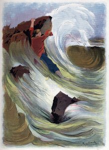 Robinson Crusoe manages to cling to a rock by Felicien baron de Myrbach Rheinfeld
