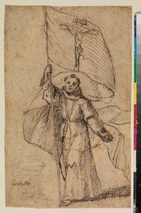 Franciscan Monk Holding a Banner with the Crucifix by Felipe Gomez de Valencia