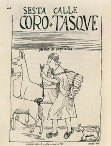 A young man herding llamas and gathering wood (Ink drawing)