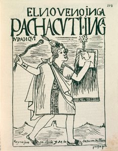 Portrait of Great Inca Emperor Pachacutec by Felipe Huaman Poma de Ayala