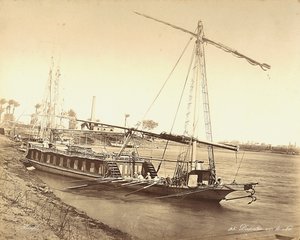 Egyptian boat on the Nile, in Egypt by Félix Bonfils