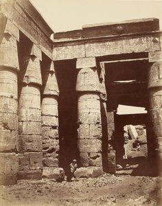 Interior of the First Courtyard of the Temple of Ramesses III at Karnak [Thebes] by Félix Bonfils