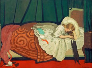 Reclining Woman Playing with a Cat