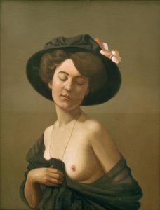 Woman Draped in a Black Scarf, Black Hat