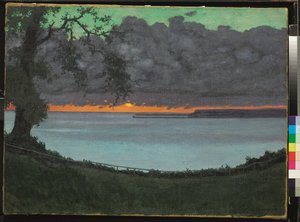 Sunset at Grace, Orange and Green Sky by Felix Edouard Vallotton