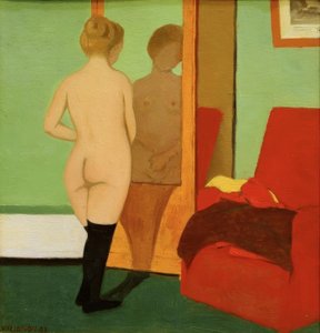 Female Nude in Front of Mirror Cabinet