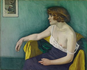 Young woman seated in profile