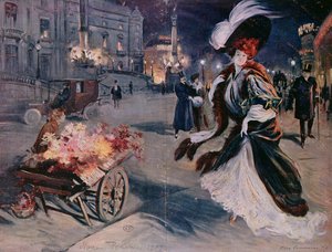 Paris by night in the Opera quarter, 1907