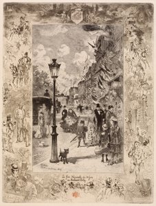 La Fête nationale au Boulevard Clichy by Felix Hilaire Buhot