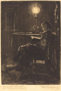 Woman Reading by Lamplight