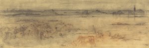 Seascape with a Fortified City at Right, Islands at Left and a Cottage in the Foreground, c. 1882 by Felix Hilaire Buhot