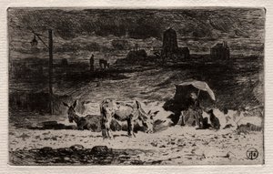 The Donkeys at the Hill of the Cailles by Felix Hilaire Buhot