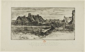 The Large Thatched Cottages by Felix Hilaire Buhot