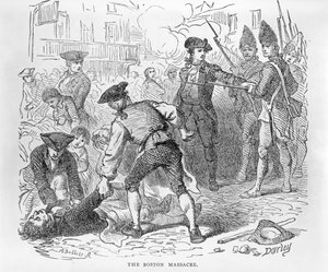 The Boston Massacre, March 5th 1770, engraved by A. Bollett