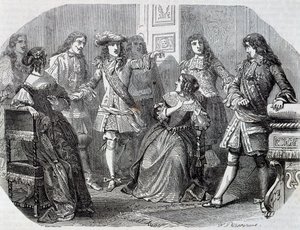 Arrest of Nicolas Fouquet superintendent of finance, engraving by Henri Felix Emmanuel Philippoteaux from Vicomte of Bragelonne, by Alexandre Dumas