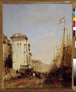 Port Dock in Marseille by Félix Ziem