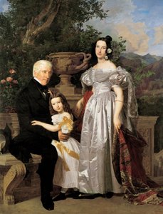 The Princely Esterházy Councilor Mathias Kerzmann with His Second Wife Maria Helena, née Mikolischütz, and Daughter Maria by Ferdinand Georg Waldmuller
