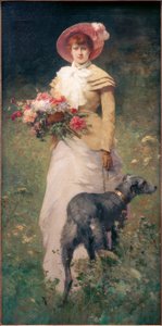 Woman with Dog by Ferdinand Heilbuth