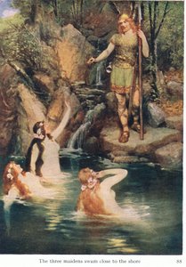 The Three Maidens Swam Close to the Shore, Illustration from The Stories of Wagner