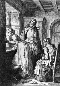 Klaerchen waiting for Egmont, illustration for Egmont, tragedy by Johann Wolfgang von Goethe by Ferdinand Rothbart