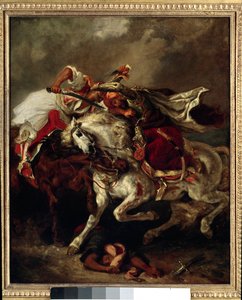 Battle of Giaour and Pasha by Ferdinand Victor Eugene Delacroix