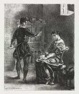 Hamlet: Hamlet and Ophelia, 1834 by Ferdinand Victor Eugene Delacroix