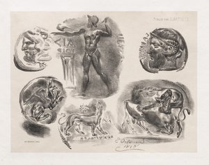 Sheet of Six Antique Coins by Ferdinand Victor Eugene Delacroix