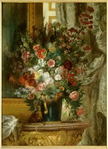 Vase of Flowers on a Console by Ferdinand Victor Eugene Delacroix