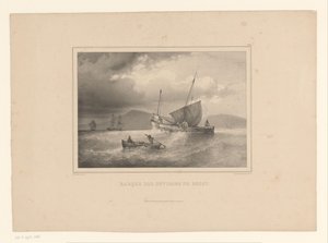 Stranded Brig Among High Waves by Ferdinand Victor Perrot