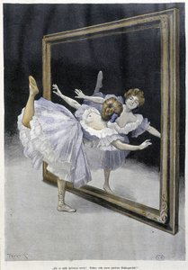 Classical dance: dancer doing exercises in front of a mirror - n.d., German doc. by Ferdinand von Reznicek
