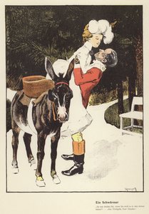 Man Helping a Woman to Dismount from a Donkey