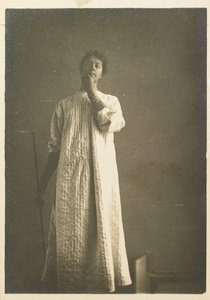 Woman in Chemise, Hand in Front of Mouth by Fernand Khnopff