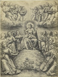 Photoreproduction of the Engraving The Concert of Angels by Hieronymus Wierix