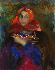 Russian Maiden in a Red Headscarf