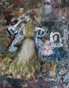 Self-portrait with wife and daughter by Filipp Andreyevich Malyavin