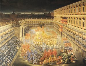 Festival in Honour of Queen Christina of Sweden at the Palazzo Barberini by Filippo Lauri