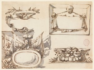 An Escutcheon, a Trophy, a Label, a Decorative Motif for a Frieze