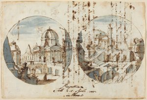 Architectural Fantasies with Temples and Pyramids by Filippo or Juvara Juvarra
