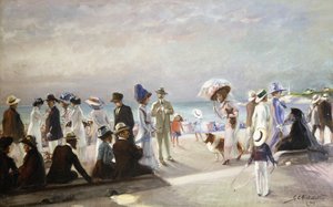 Beach Scene by Firmin Marcelin Michelet