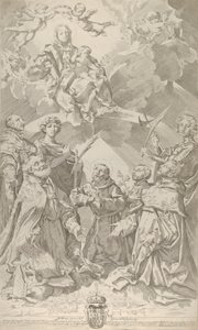 Patron Saints of Bologna Looking Upwards at the Virgin Who is Seated in the Clouds by Flaminio Torre