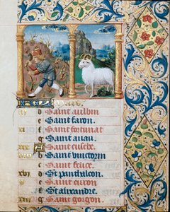 Calendar, the month of March, a sowing peasant and the ram by Flemish School