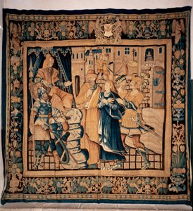Conques museum treasury. Flemish tapestry. History of Sainte Foy. 16th century (?)